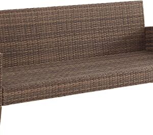 Crosley Furniture Capella Wicker Outdoor Sofa, 3-Person Patio Couch for Porch, Deck, Backyard, Brown with Creme Cushions