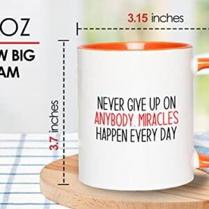 Bubble Hugs Nurse 2Tone Orange Mug 11oz - Never give up - Labor Clinical Certified Nursing Assistant Surgical Emergency Oncology Practitioner