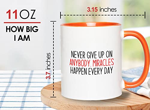 Bubble Hugs Nurse 2Tone Orange Mug 11oz - Never give up - Labor Clinical Certified Nursing Assistant Surgical Emergency Oncology Practitioner