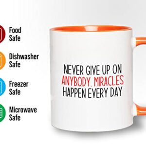 Bubble Hugs Nurse 2Tone Orange Mug 11oz - Never give up - Labor Clinical Certified Nursing Assistant Surgical Emergency Oncology Practitioner