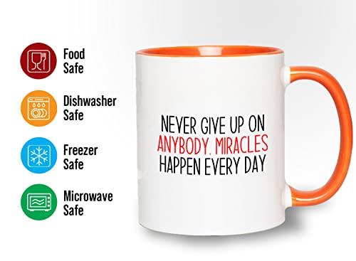 Bubble Hugs Nurse 2Tone Orange Mug 11oz - Never give up - Labor Clinical Certified Nursing Assistant Surgical Emergency Oncology Practitioner