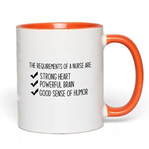 bubble hugs nurse 2tone orange mug 11oz - the requirements - labor clinical certified nursing assistant surgical emergency oncology practitioner