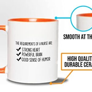 Bubble Hugs Nurse 2Tone Orange Mug 11oz - The Requirements - Labor Clinical Certified Nursing Assistant Surgical Emergency Oncology Practitioner