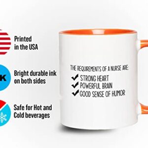 Bubble Hugs Nurse 2Tone Orange Mug 11oz - The Requirements - Labor Clinical Certified Nursing Assistant Surgical Emergency Oncology Practitioner