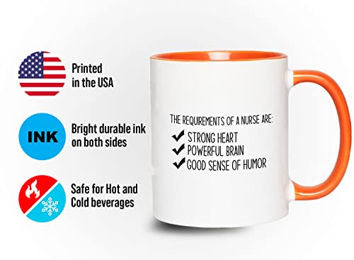 Bubble Hugs Nurse 2Tone Orange Mug 11oz - The Requirements - Labor Clinical Certified Nursing Assistant Surgical Emergency Oncology Practitioner