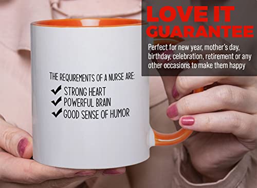 Bubble Hugs Nurse 2Tone Orange Mug 11oz - The Requirements - Labor Clinical Certified Nursing Assistant Surgical Emergency Oncology Practitioner