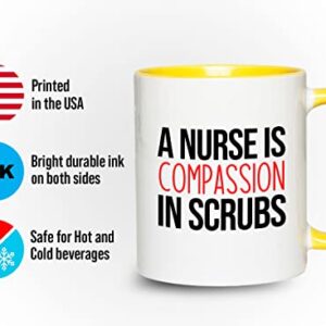 Bubble Hugs Nurse 2Tone Yellow Mug 11oz - A nurse is compassion - Labor Clinical Certified Nursing Assistant Surgical Emergency Oncology Practitioner