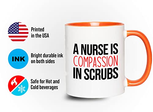 Bubble Hugs Nurse 2Tone Orange Mug 11oz - A nurse is compassion - Labor Clinical Certified Nursing Assistant Surgical Emergency Oncology Practitioner