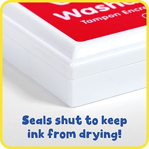 READY 2 LEARN Washable Stamp Pad - Red - Non-Toxic - Fade Resistant - Perfect for Scrapbooks, Posters and Cards