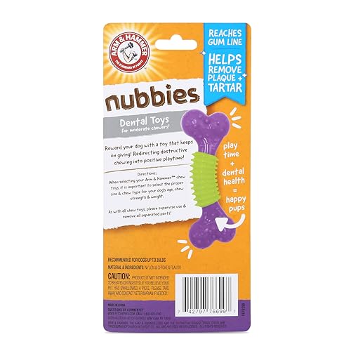 Arm & Hammer Nubbies Dental Toys DuoBone Dental Chew Toy for Dogs Best Dog Chew Toy for The Moderate Chewers Reduces Plaque & Tartar Buildup Without Brushing, Chicken Flavor (Pack of 24)