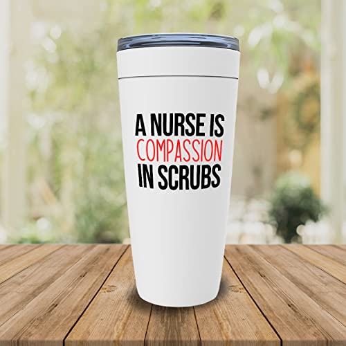 Nurse White Edition Viking Tumbler 20oz - A nurse is compassion - Labor Clinical Certified Nursing Assistant Surgical Emergency Oncology Practitioner