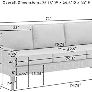 Crosley Furniture Capella Wicker Outdoor Sofa, 3-Person Patio Couch for Porch, Deck, Backyard, Brown with Creme Cushions