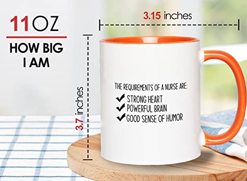 Bubble Hugs Nurse 2Tone Orange Mug 11oz - The Requirements - Labor Clinical Certified Nursing Assistant Surgical Emergency Oncology Practitioner