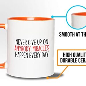 Bubble Hugs Nurse 2Tone Orange Mug 11oz - Never give up - Labor Clinical Certified Nursing Assistant Surgical Emergency Oncology Practitioner