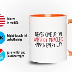 Bubble Hugs Nurse 2Tone Orange Mug 11oz - Never give up - Labor Clinical Certified Nursing Assistant Surgical Emergency Oncology Practitioner