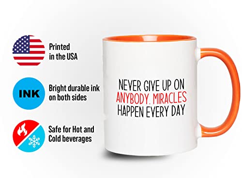 Bubble Hugs Nurse 2Tone Orange Mug 11oz - Never give up - Labor Clinical Certified Nursing Assistant Surgical Emergency Oncology Practitioner