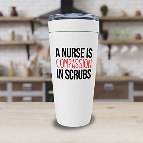 Nurse White Edition Viking Tumbler 20oz - A nurse is compassion - Labor Clinical Certified Nursing Assistant Surgical Emergency Oncology Practitioner