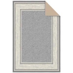 Ottomanson Ottohome Non-Slip Rubberback Bordered Design 5x7 Indoor Area Rug, 5' x 6'6", Light Gray