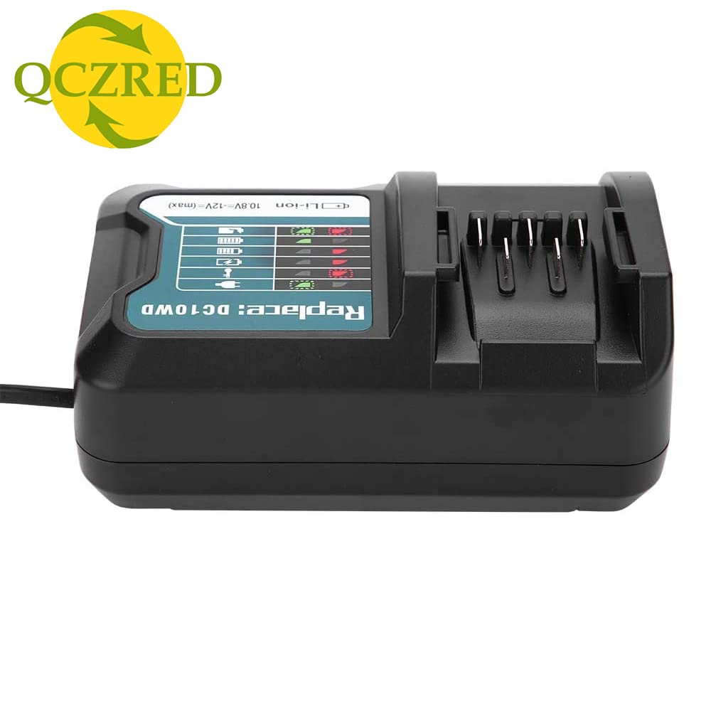 QCZRED 12V DC10WD Charger Compatible with Makita BL1040B BL1020B BL1021B BL1016 Bl1041B Battery Replace for Makita 10.8V-12V DC10WD DC10SB DC10WC DF031D