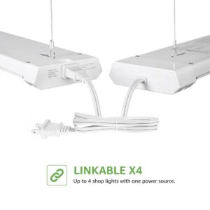 Lepro 4ft Linkable LED Shop Lights, 42W 4200lm Garage Ceiling Light Fixture, 5000K Daylight White, 250W Equivalent Surface Flush Mount or Hanging Workshop Bench Light with Plug and Pull Chain, 6 Packs