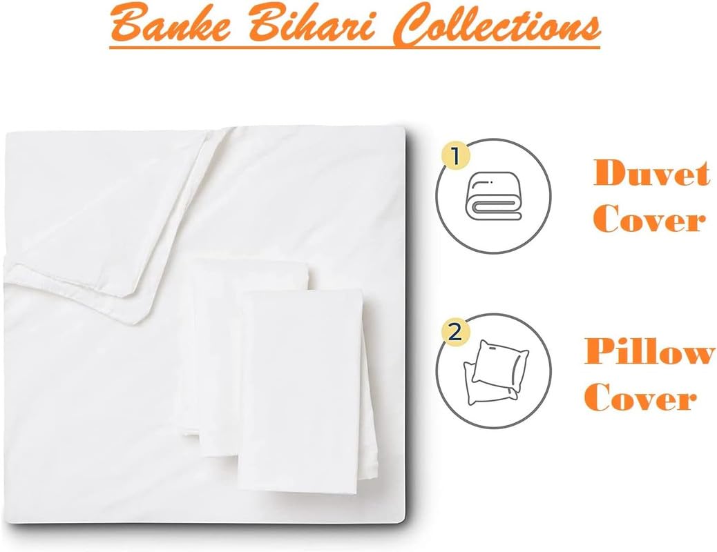 Banke Bihari Collection 1000 TC Pure Egyptian Cotton Plum Duvet Cover Oversized King 116x98 Inch + 2 Pillowcases Zipper Clouser & Corner Ties Quilt case Hotel Quality Soft Feel Comfortable (Pinch)