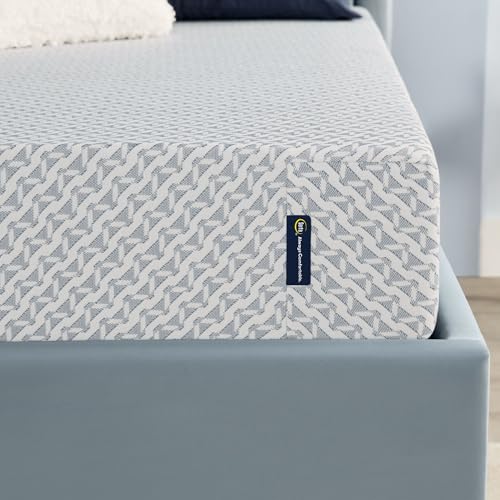 Serta - 10 inch Cooling Gel Memory Foam Mattress, Queen Size, Medium, Supportive, CertiPur-US Certified, 100-Night Trial - Sheep Retreat, Blue/White