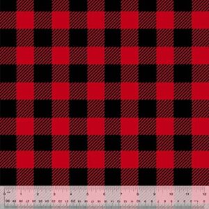 Buffalo Plaid Red & Black Anti-Pill No-Sew Throw Fleece Fabric Kit (50x60)