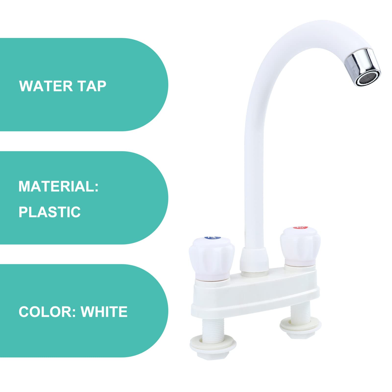 Plastic Open/inch Rotate Faucet Kitchen Faucets Practical Sink Decor Bathtub To Sinks Household Handle Two Quickly for Basin White Bathroom Double