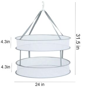 2-Tier Foldable Sweater Mesh Dryer, Potable Hanging Drying Rack Flat Clothes Drying Net Collapsible Laundry Hanging Mesh Rack