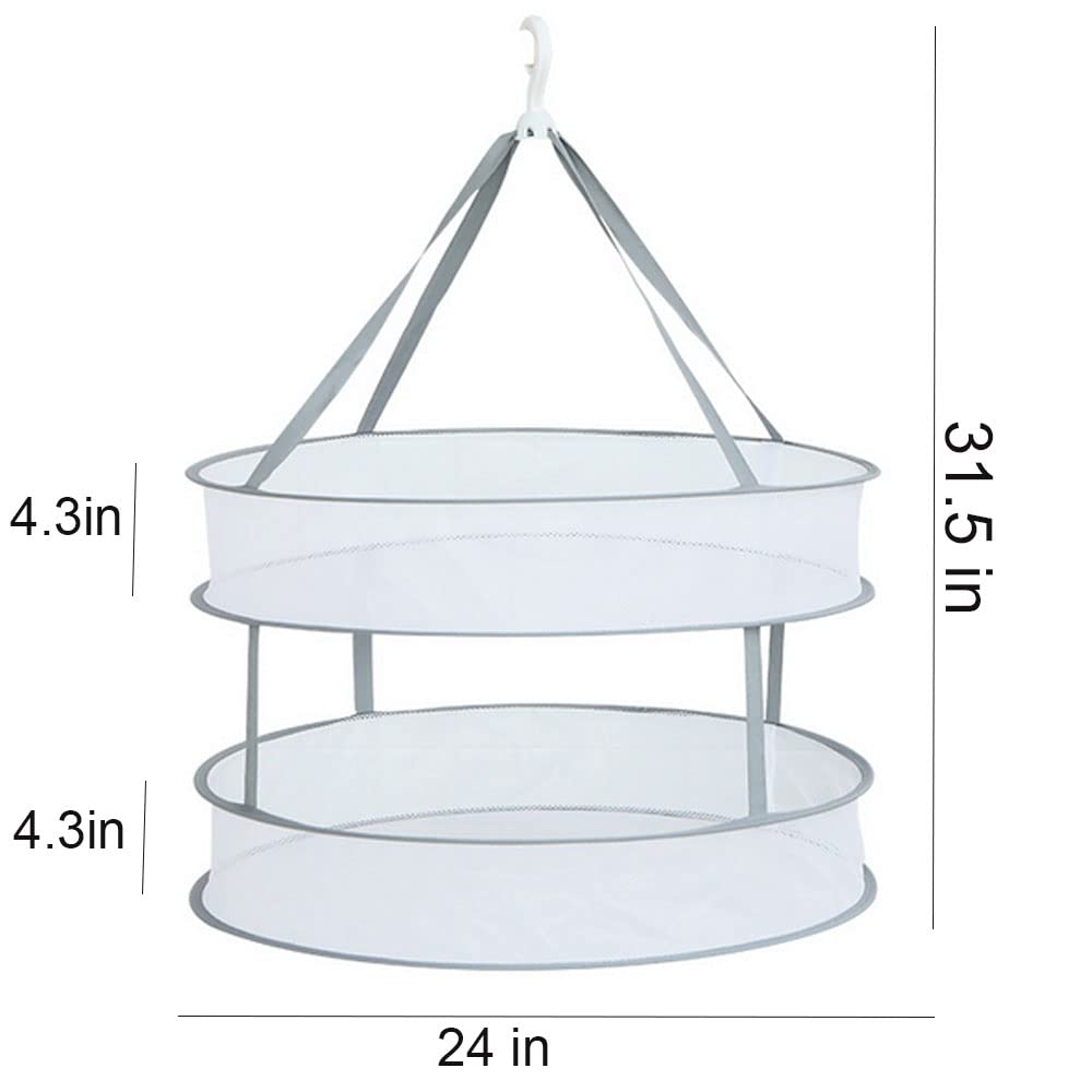 2-Tier Foldable Sweater Mesh Dryer, Potable Hanging Drying Rack Flat Clothes Drying Net Collapsible Laundry Hanging Mesh Rack