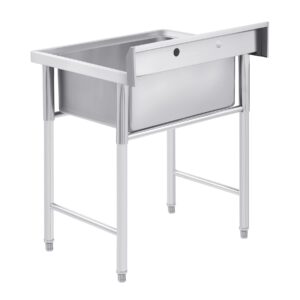 WILPREP Commercial Stainless Steel Sink, Free Standing Utility Single Bowl Restaurant Sink, Kitchen Prep & Utility Sink for Home, Garage, Bar, Laundry Room (1 Compartment，29" W x 25.2" D x 37.4" H)