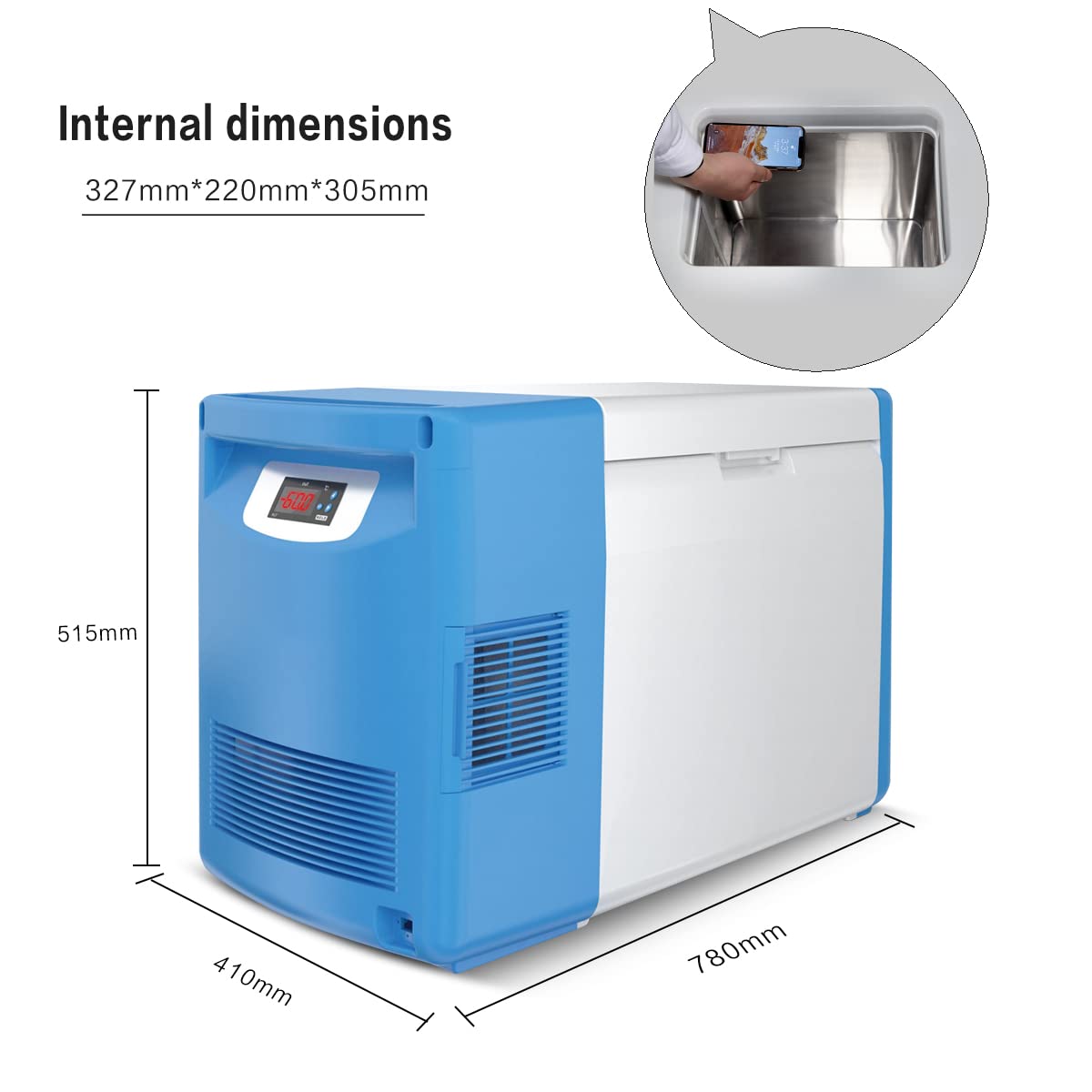 20L Ultra-Low Temperature Freezer-86°C Lab Cryogenic Freezer -123 °F Samples Flash Freezer for Laboratory Samples Storage (20L)