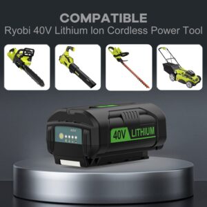 AYTXTG 40 Volt 6500mAh Lithium-ion Battery for Ryobi 40V Battery Cordless Tools OP4040 OP4026 OP4030 OP4050 OP4060A 40V Ryobi Battery with Ryobi 40v Charger OP401