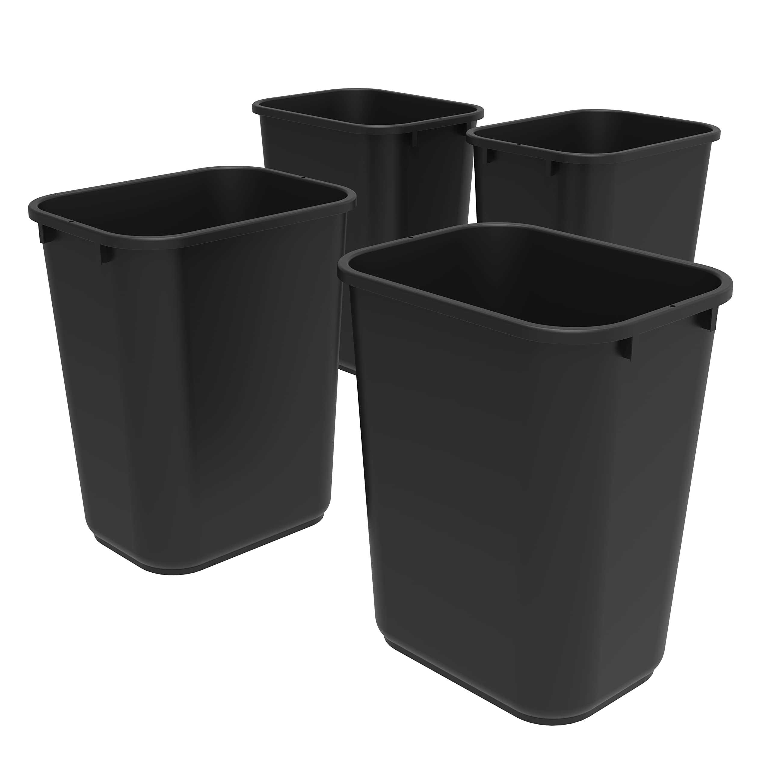 Storex Large/Tall Waste Basket, 15.5 x 11 x 20.75 Inches, Black, Case of 4 (00700C04C)