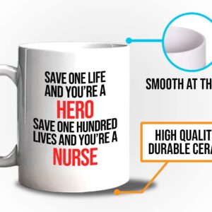 Bubble Hugs Nurse Coffee Mug 11oz White - Save one and you’re - Labor Clinical Certified Nursing Assistant Surgical Emergency Oncology Practitioner