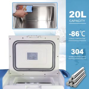 20L Ultra-Low Temperature Freezer-86°C Lab Cryogenic Freezer -123 °F Samples Flash Freezer for Laboratory Samples Storage (20L)