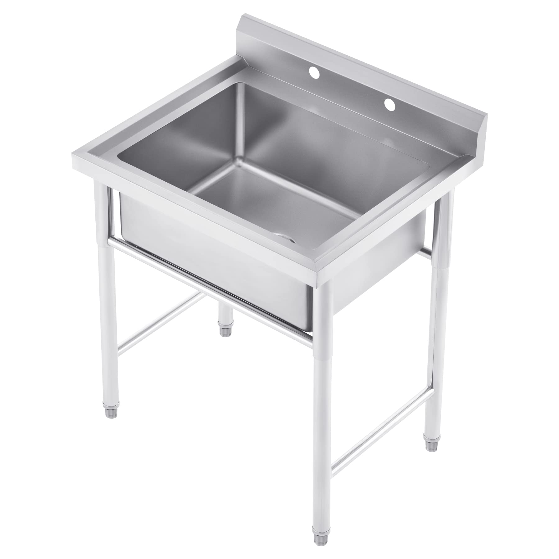 WILPREP Commercial Stainless Steel Sink, Free Standing Utility Single Bowl Restaurant Sink, Kitchen Prep & Utility Sink for Home, Garage, Bar, Laundry Room (1 Compartment，29" W x 25.2" D x 37.4" H)