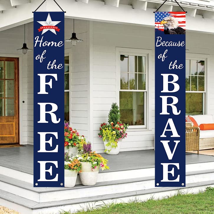 4th of July Decorations Patriotic Decor Pre-assembled Hanging Banners Memorial Day Flag Labor Veterans Armed Forces Military Homecoming Red White Blue Decorations