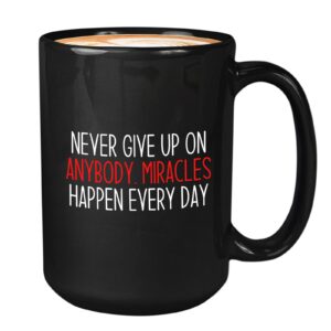 bubble hugs nurse coffee mug 15oz black - never give up - labor clinical certified nursing assistant surgical emergency oncology practitioner