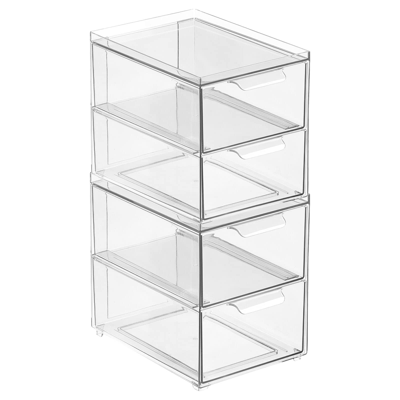 mDesign Stackable Storage Containers Box with 2 Pull-Out Drawers - Stacking Plastic Drawer Bins for Closet Organization, Linen, Coat, Bedroom or Entryway Closets - Lumiere Collection - 2 Pack - Clear