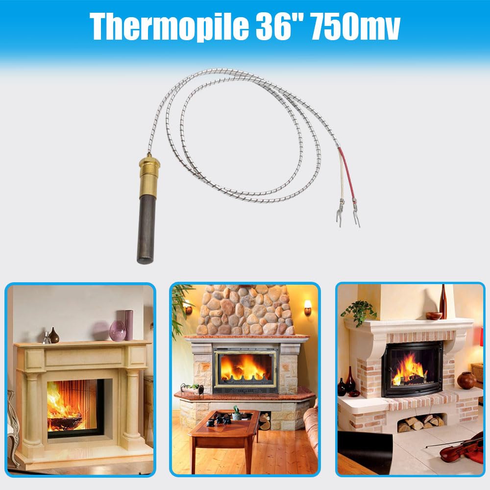 ARREPONT Thermopile 36" 750mv for Heat Glo Heatilator,Fireplace Thermopile Replacement Fireplace,Stove Accessories Replacement 2103-512， 60125501，h5882，60J79,60J7901，