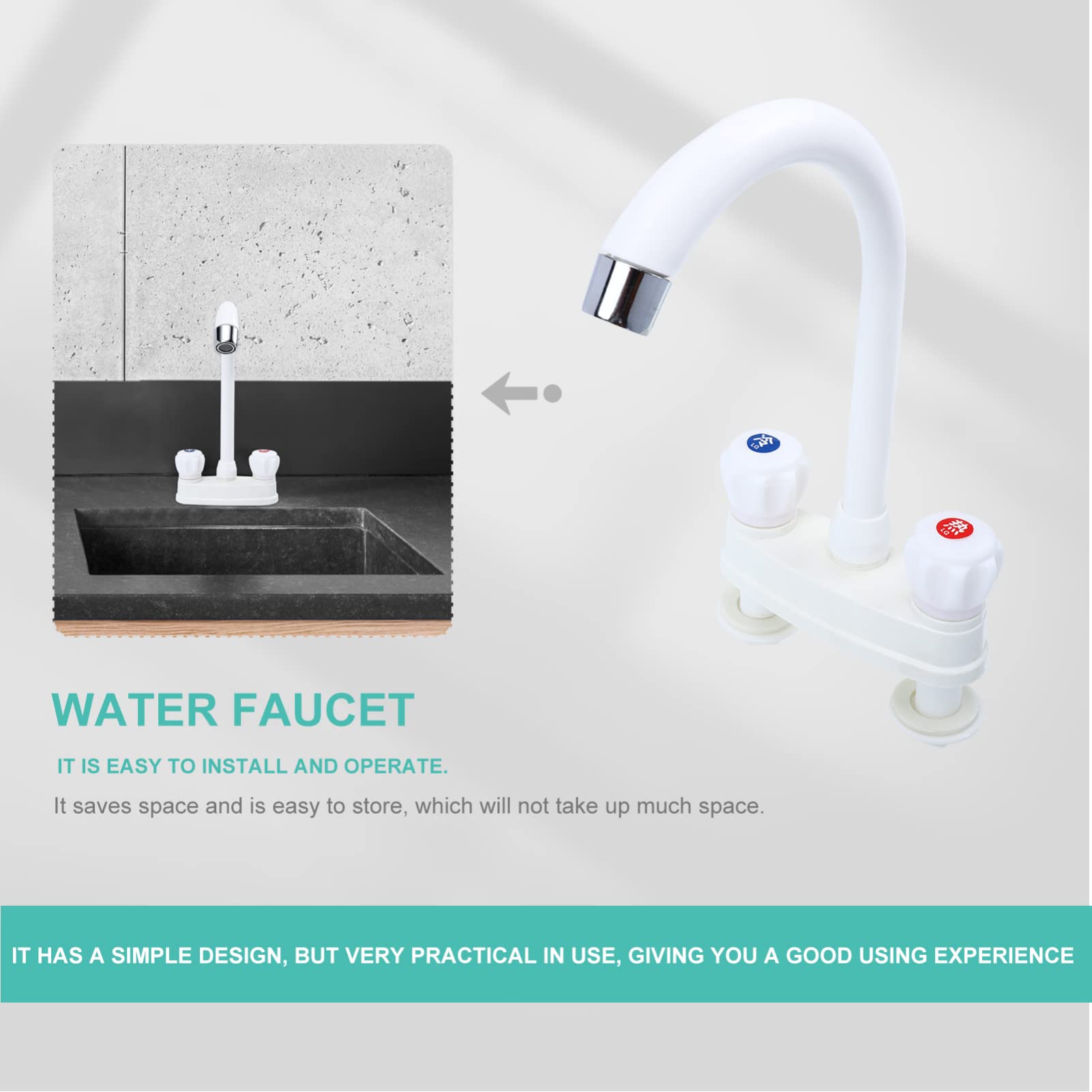 Plastic Open/inch Rotate Faucet Kitchen Faucets Practical Sink Decor Bathtub To Sinks Household Handle Two Quickly for Basin White Bathroom Double