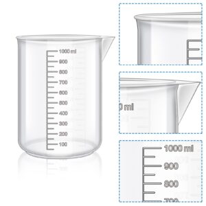 23Pcs Plastic Graduated Cylinders Beakers Set- 6 Clear Plastic Graduated Cylinders 25/50/100/250/500/1000ml, 4 Plastic Beakers 10/25/50/100ml with 8 Plastic Droppers and 5 Stirring Rod