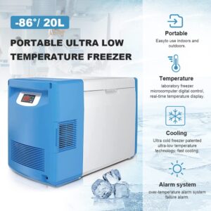 20L Ultra-Low Temperature Freezer-86°C Lab Cryogenic Freezer -123 °F Samples Flash Freezer for Laboratory Samples Storage (20L)