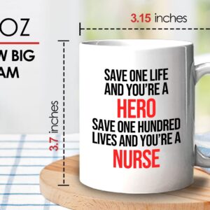 Bubble Hugs Nurse Coffee Mug 11oz White - Save one and you’re - Labor Clinical Certified Nursing Assistant Surgical Emergency Oncology Practitioner