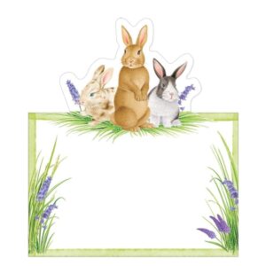 caspari bunnies and daffodils die-cut place cards, 40 count