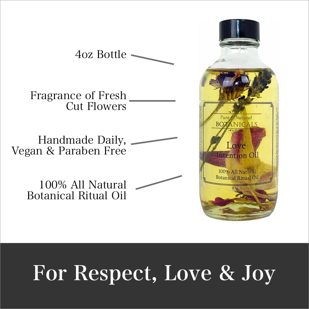 Love Intention Ritual Oil 100% All Natural 4 oz | Romance, Relationships & Attraction Rituals | Wiccan Pagan Magick Manifestation