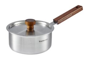 dr.hows warmwood nonstick sauce pan with lid 6 inch - tri-ply stainless steel saucepan with wooden handle - pot for induction, ceramic, electric, halogen and gas cooktops