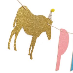 WAOUH Party Animal Birthday Banner for Baby - Zoo Party Decor,Circus Party Decor for Baby Showers,Glittering Photo Props,Jungle Safari Animal Party Supplies