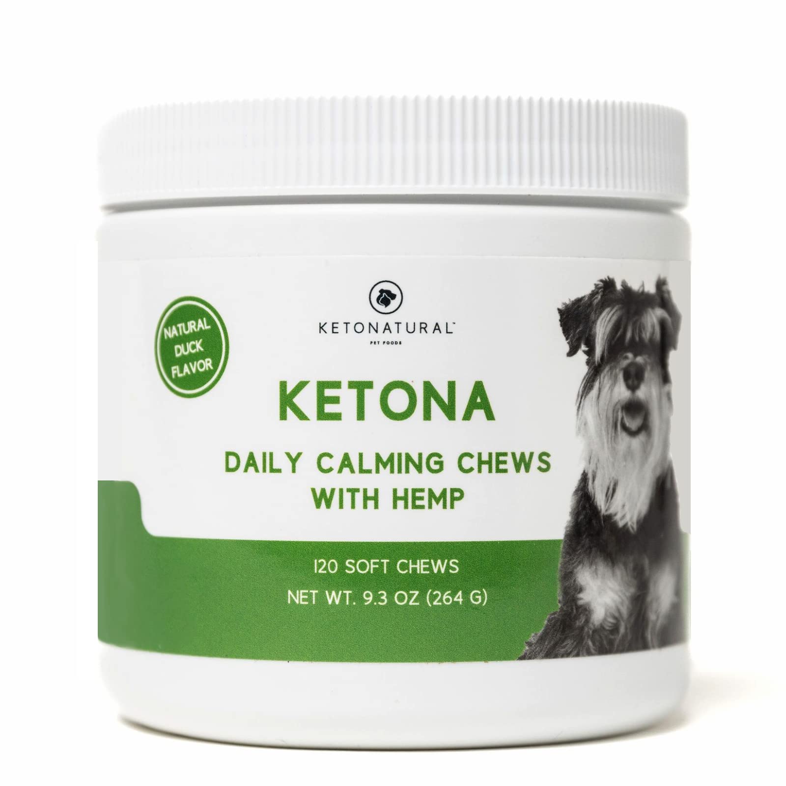 Ketona Daily Calming Chews with Hemp for Dogs, Natural Duck Flavor, Healthy Chewable Supplements That Promote Calming and Relaxation, Natural and Organic Ingredients – 120 Count